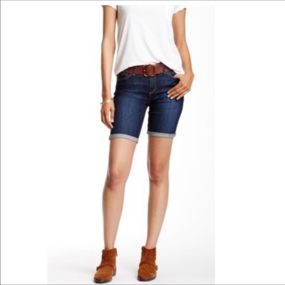 AG Brooke Bermuda Dark Denim Shorts Rolled Cuff 27